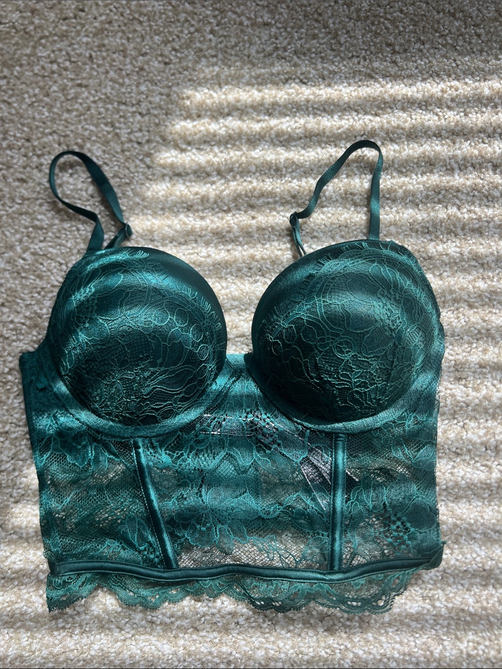 Victoria's Secret Emerald Lace Longline Bra
